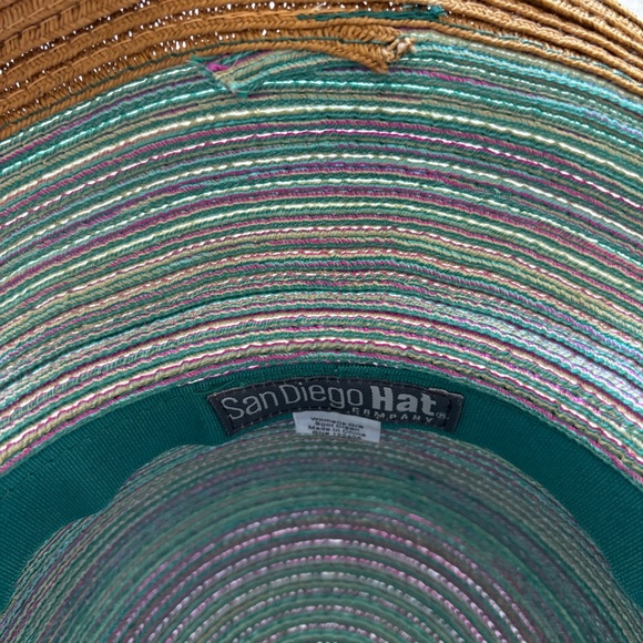 San Diego Hat Company Teal Womens Mixed Brim Sun Brim One Size Ribbon Woven Hat - Picture 5 of 13